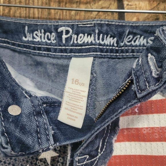 GUC- Justice Premium Jeans- American Flag Shorts - Picture 5 of 5